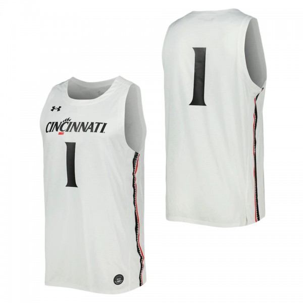 #1 Cincinnati Bearcats Under Armour Team Replica Basketball Jersey White