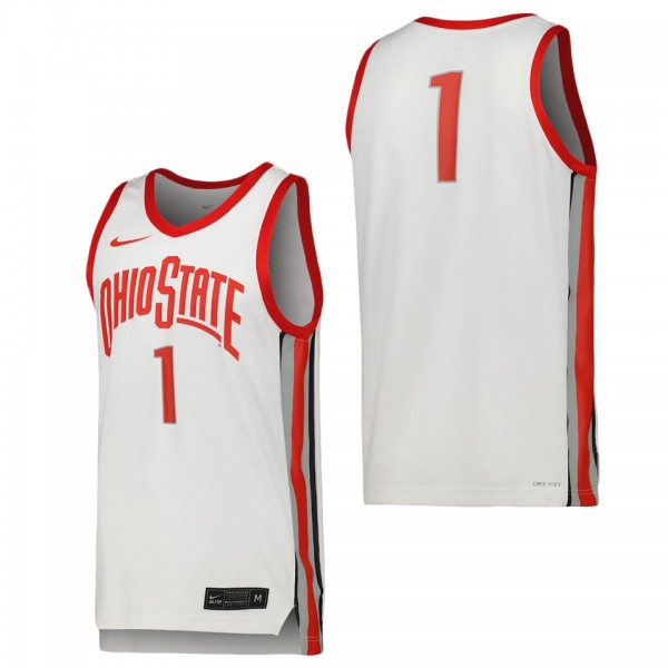 #1 Ohio State Buckeyes Nike Team Replica Basketball Jersey White