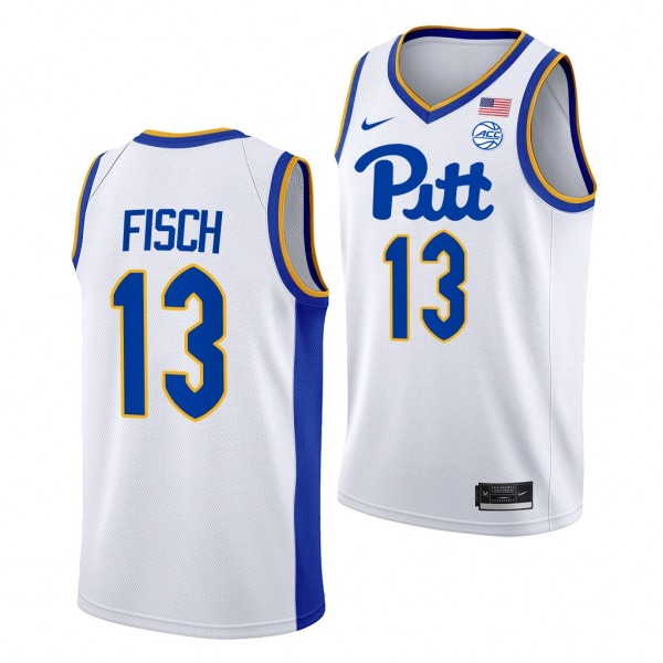 Aidan Fisch Pitt Panthers #13 White College Basket...