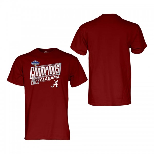 Alabama Crimson Tide Blue 84 2023 SEC Men's Basketball Conference Tournament Champions Locker Room T-Shirt Crimson