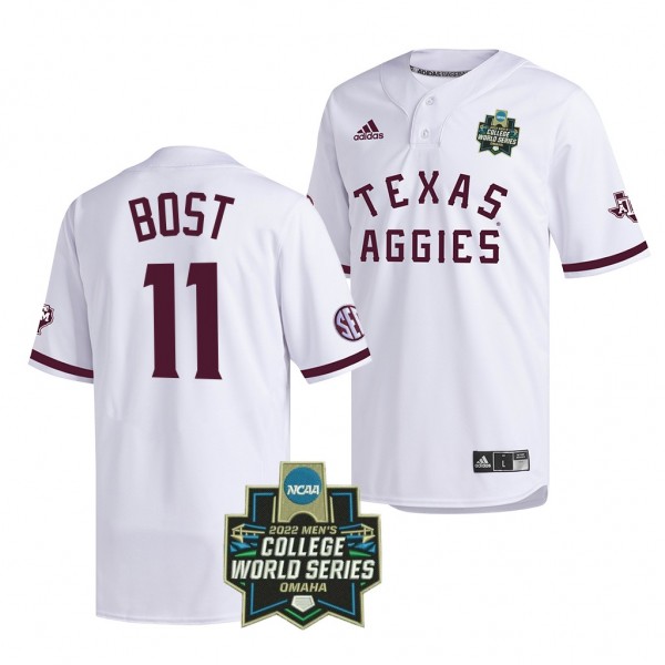 Austin Bost Texas A&M Aggies 2022 College World Series Men Jersey - White