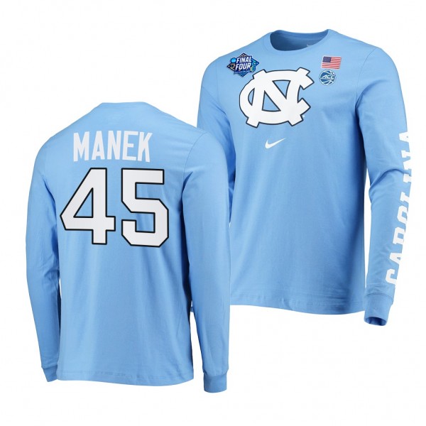 2022 March Madness Final Four North Carolina Tar Heels Brady Manek Long Sleeve T-Shirt - Blue