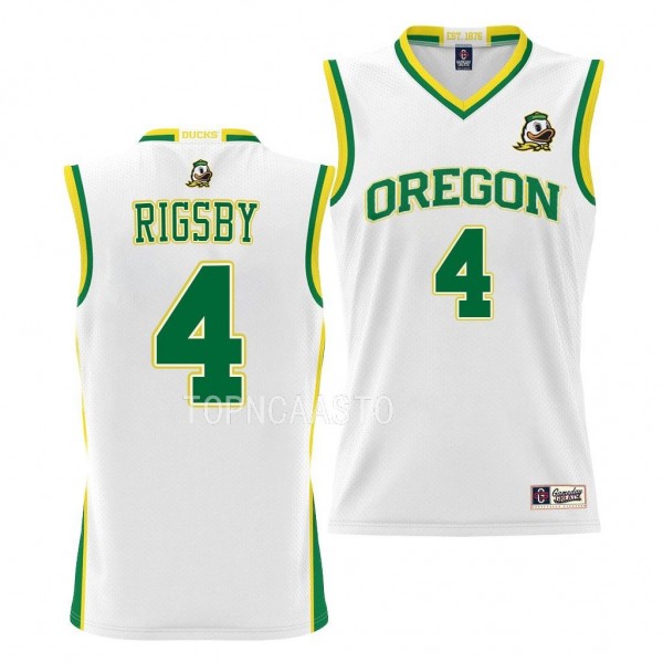 Oregon Ducks Brennan Rigsby White #4 Basketball Jersey NIL Pick-A-Player