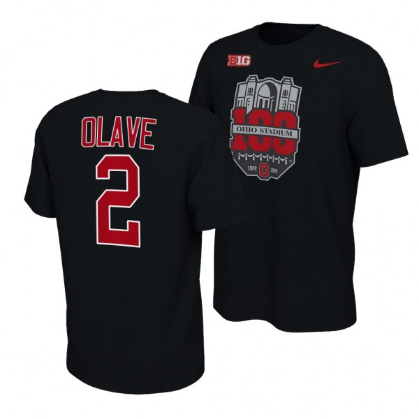 100th Year Stadium Anniversary Ohio State Buckeyes Chris Olave Football T-Shirt - Black