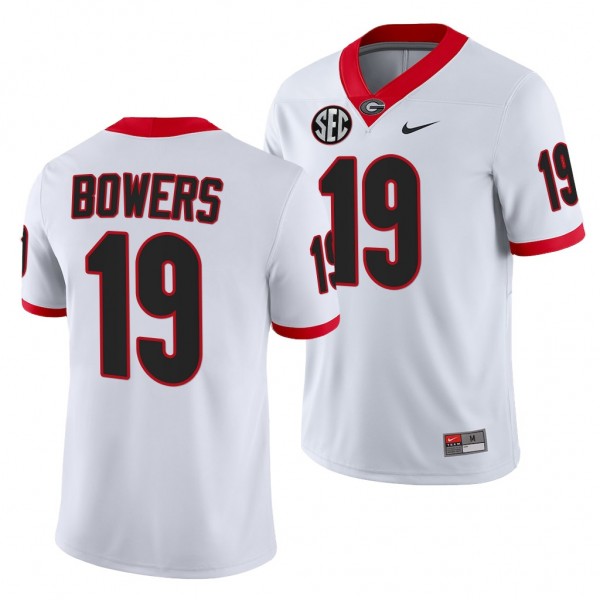 Georgia Bulldogs Brock Bowers 19 White Jersey Men 2021-22 College Football Game Uniform