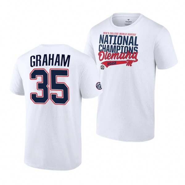 2022 College World Series Champions Ole Miss Rebels Kevin Graham NCAA Baseball T-Shirt - White