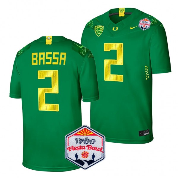 Jeffrey Bassa 2024 Fiesta Bowl Oregon Ducks #2 Jersey Green Men's Limited Football Shirt