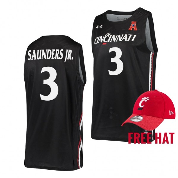 Cincinnati Bearcats Mike Saunders Jr. #3 Black Col...