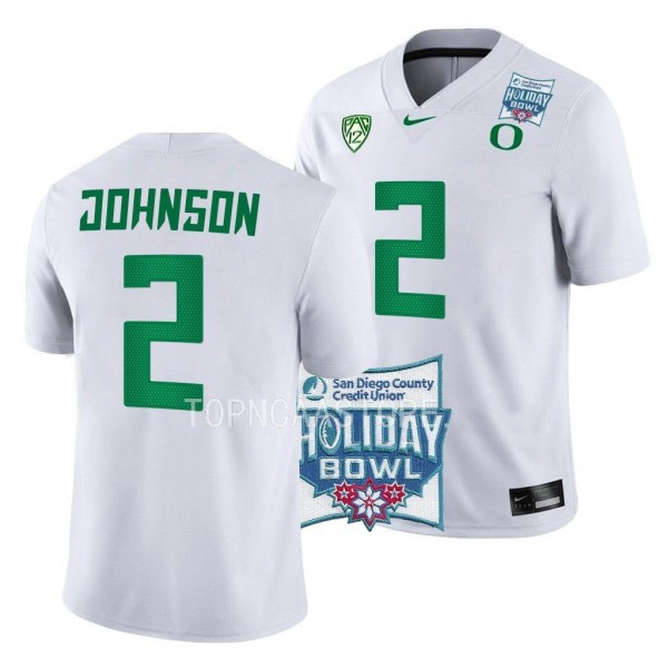 DJ Johnson Oregon Ducks 2022 Holiday Bowl White Game Football Jersey