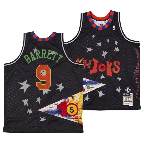 RJ Barrett #9 Knicks BR Remix Black Jersey Duke Bl...
