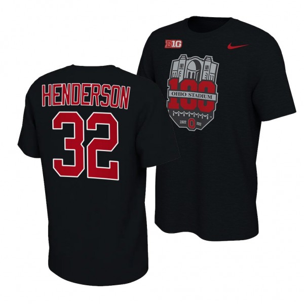 100th Year Stadium Anniversary Ohio State Buckeyes TreVeyon Henderson Football T-Shirt - Black